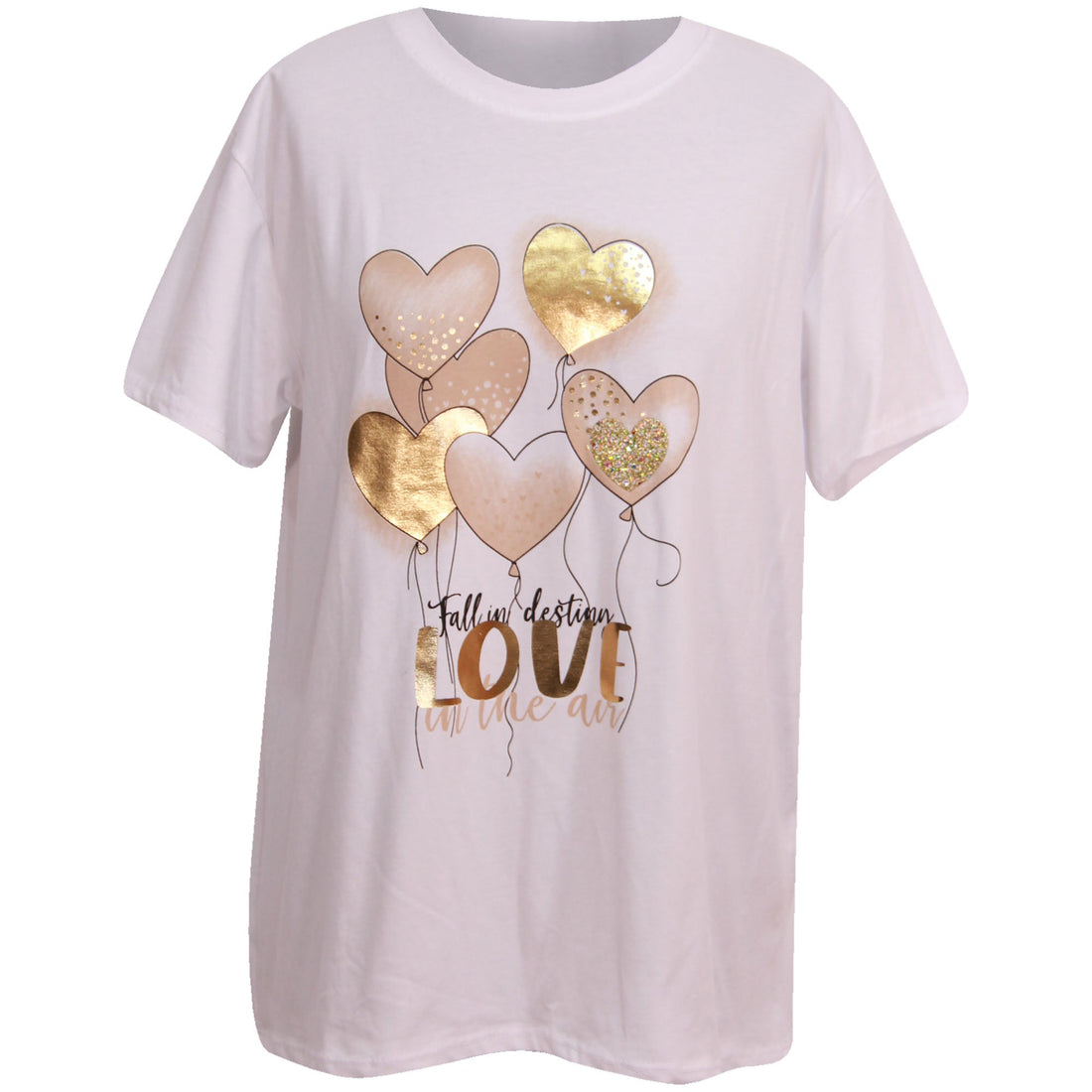 LADIES T SHIRT HEART BALOON PRINT WOMEN ITALIAN PRINTED TOP