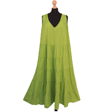 LADIES MAXI DRESS WOMEN PRINTED POLKA DOTTED SLEEVELESS SOFT COTTON PLUS SIZE ITALIAN TOP SUMMER HOLIDAYS CASUAL