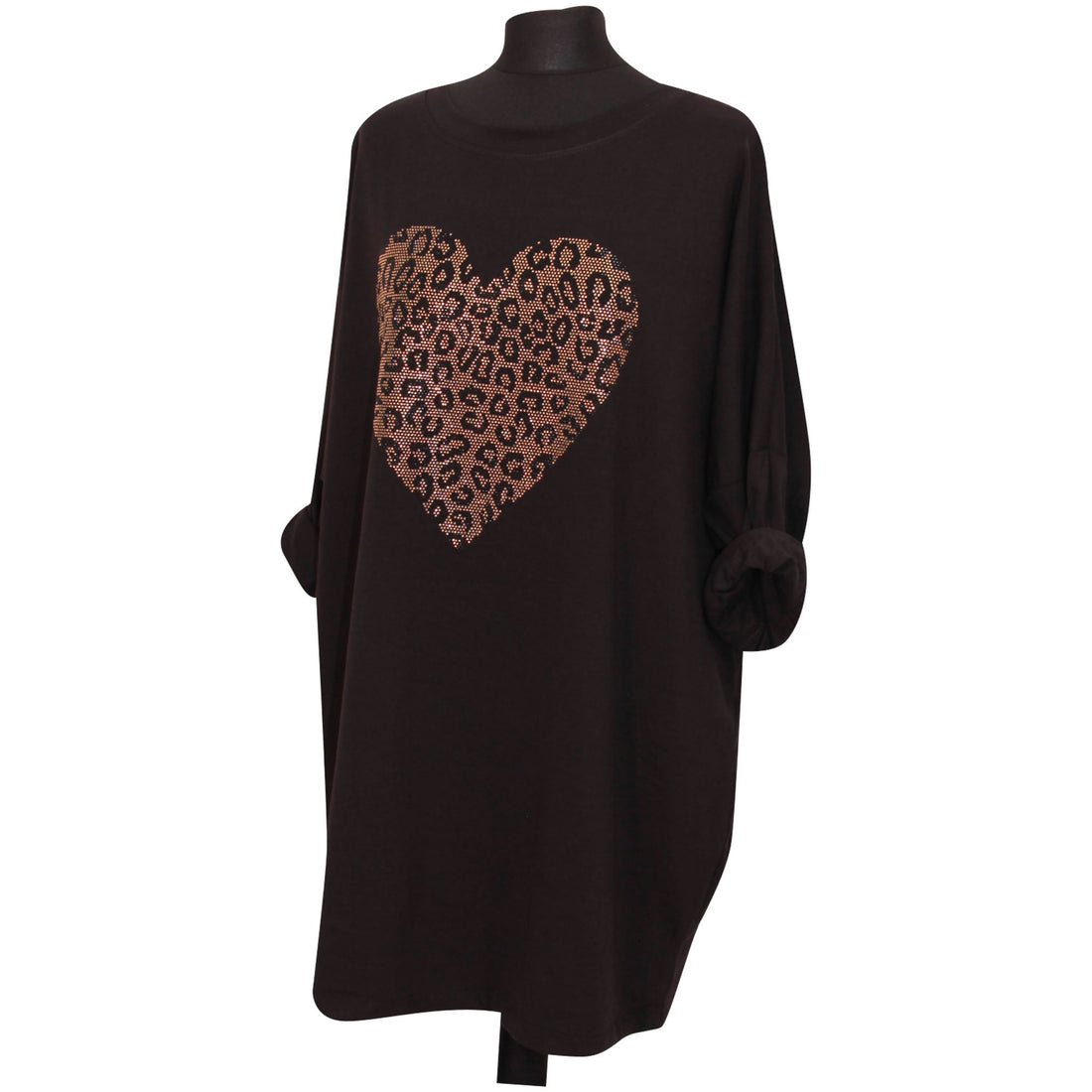 Women Italian Heart Top Ladies Animal Print Cotton Tunic Top