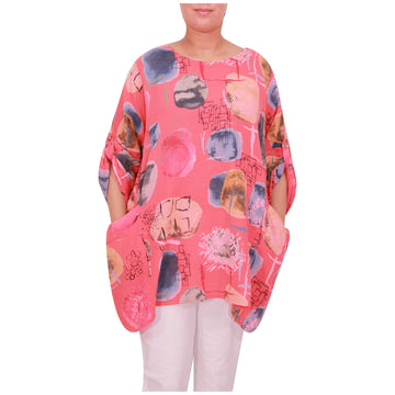 Women Italian Top Ladies Printed Cotton Top With Pockets