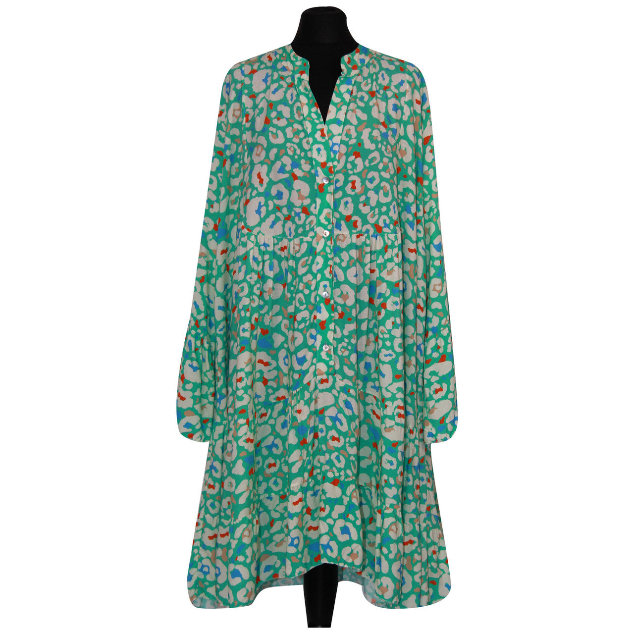 Italian Leopard Print Plus Size Smock Dress