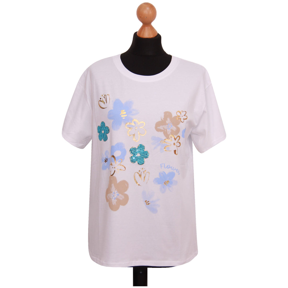 LADIES T SHIRT SPRING FLORAL PRINT WOMEN ITALIAN PRINTED TOP