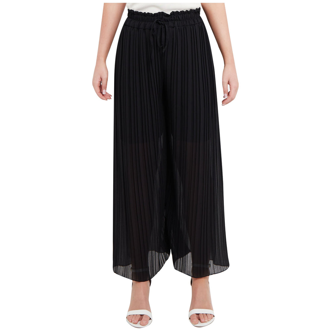 Women Palazzo Ladies Chiffon Wide Leg Trousers Summer Casual pants