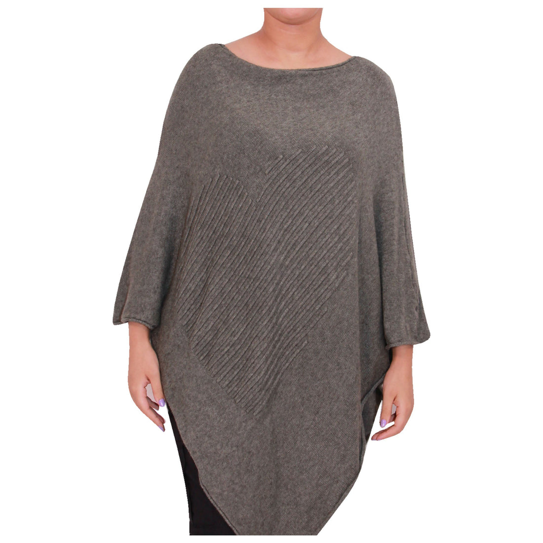 Women Italian Knitted Poncho Ladies Asymmetric Hem Cape Shawl